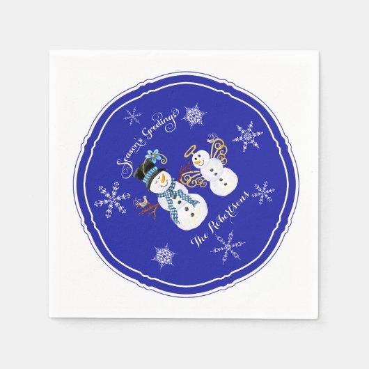 Serviette En Papier Snowman Snow Angel Snowflake Fête d'hiver (Devant)