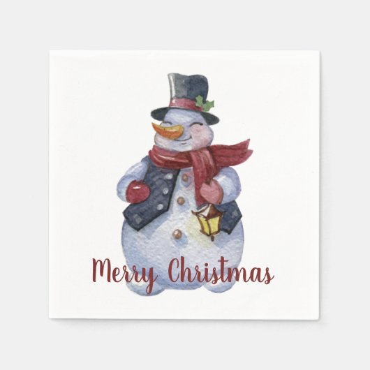 Serviette En Papier Snowman souriant personnalisable (Devant)