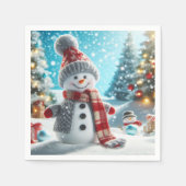 Serviette En Papier Snowman standing in winter landscape (Devant)
