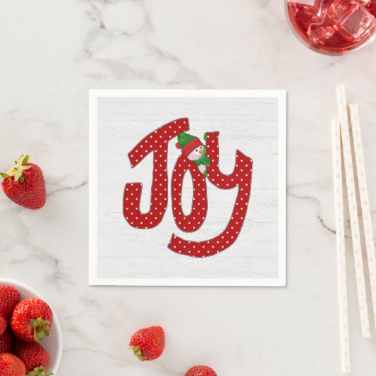 Serviette En Papier Snowman Sur Polka Dot Joy (En situation)