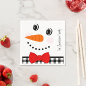 Serviette En Papier Snowman Visage Rouge Bowtie noir Buffalo plaqué (En situation)