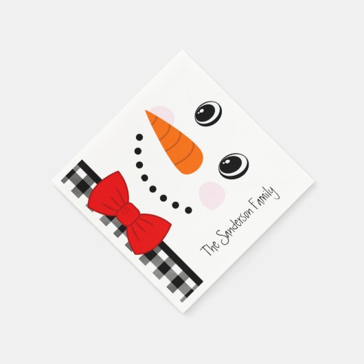 Serviette En Papier Snowman Visage Rouge Bowtie noir Buffalo plaqué (Coin)