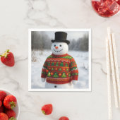 Serviette En Papier Snowman Wearing an Christmas Ugly Sweater (En situation)