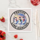 Serviette En Papier Snowmen Festif Line Dancing (En situation)