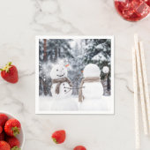 Serviette En Papier Snowmen Having a Snowball Fight (En situation)