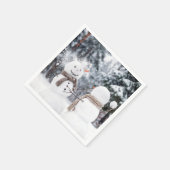 Serviette En Papier Snowmen Having a Snowball Fight (Coin)