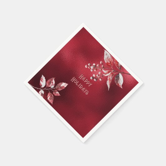 Serviette En Papier Snowred Feuilles Noël Holiday Napkin (Coin)