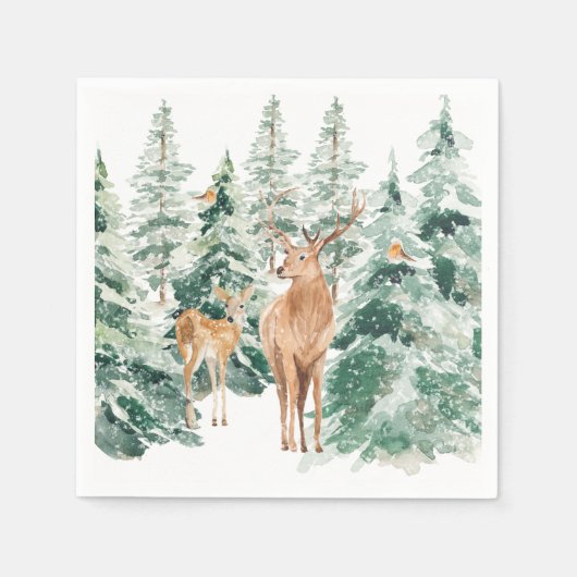 Serviette En Papier SnowWinter Woodland Deer Noël (Devant)