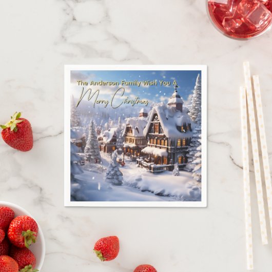 Serviette En Papier Snowy Alpine Chalet Christmas Winter holiday (En situation)