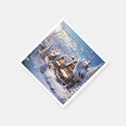 Serviette En Papier Snowy Alpine Chalet Christmas Winter holiday (Coin)
