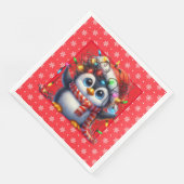 Serviette En Papier Snowy Christmas Penguin Paper Napkin (Coin)