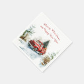 Serviette En Papier Snowy Forest Red Christmas Truck (Coin)