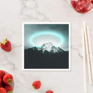 Serviette En Papier Snowy mountain mysterious blue neon light