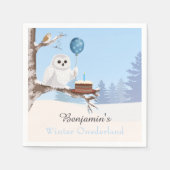Serviette En Papier Snowy Owl Winter Onederland Birthday (Devant)