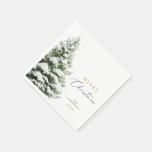 Serviette En Papier Snowy Pine Tree Christmas (Coin)