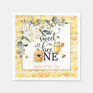 Serviette En Papier So Sweet to Bee One 1st Birthday Napkin