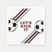 Serviette En Papier Soccer Maroon Stripes On le frappe Anniversaire (Devant)