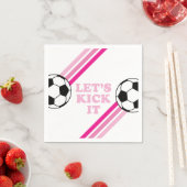 Serviette En Papier Soccer Pink Stripes On le frappe Anniversaire (En situation)