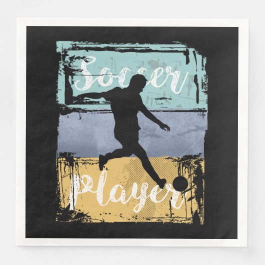 Serviette En Papier Soccer Tee - Joueur Vintage Retro (Devant)