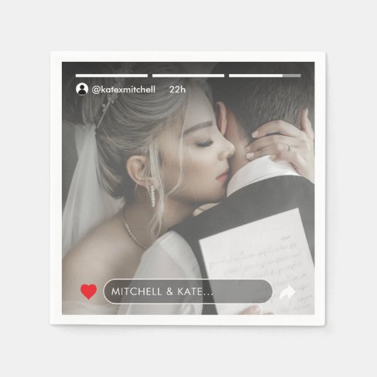 Serviette En Papier Social Media Story Post Mariage photo Napkins (Devant)