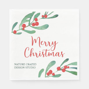 Serviette En Papier Société de Noël moderne Holly