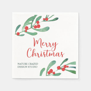 Serviette En Papier Société de Noël moderne Holly