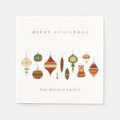 SERVIETTE EN PAPIER SOCIÉTÉ ÉLÉGANTE ROUGE VERT NOËL ORNAMENTS (Devant)