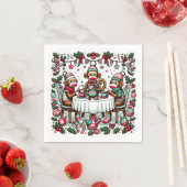 Serviette En Papier Sock Monkey Christmas Tea Party (En situation)