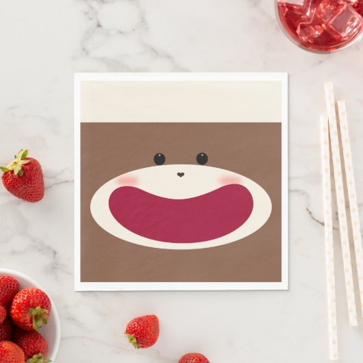 Serviette En Papier Sock Monkey Smile (Garçon) (En situation)
