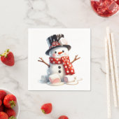 Serviette En Papier Soft and Sweet Marshmallow Snowman Treat (En situation)