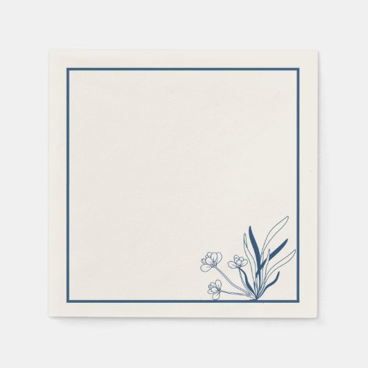 Serviette En Papier Soft Blue Coastal Botanical Napkins (Devant)