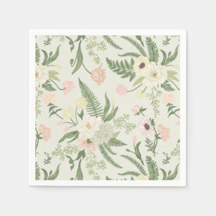 Serviette En Papier Soft Mint Green Garden Motif