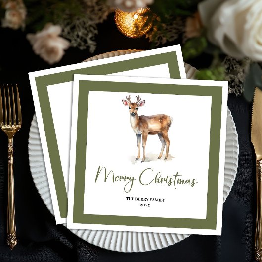 Serviette En Papier Soft Neutral Christmas Deer Personalized Napkins