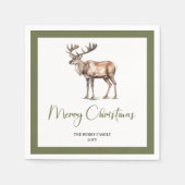 Serviette En Papier Soft Pastel Christmas Deer Script Family Napkins (Devant)