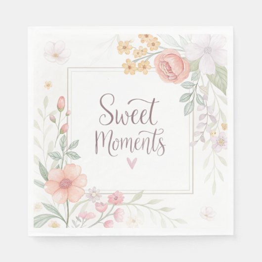 Serviette En Papier Soft Pastel Floral “Sweet Moments” Spring Design (Devant)