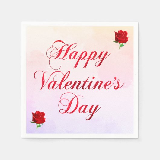 Serviette En Papier Soft Pastel Heureuse Sainte-Valentin Red Roses Par (Devant)