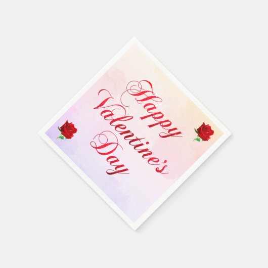 Serviette En Papier Soft Pastel Heureuse Sainte-Valentin Red Roses Par (Coin)