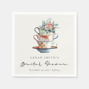 Serviette En Papier Soft Pastel Stacked Cups Bridal Shower Tea Party