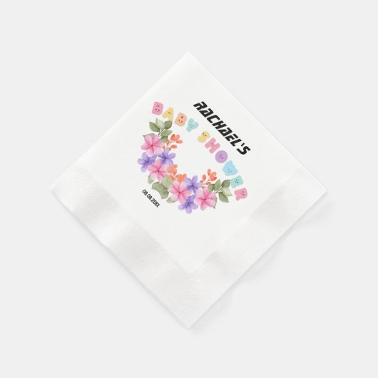 Serviette En Papier Soft Pink Floral Girl Baby Shower (Coin)