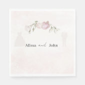 Serviette En Papier Soft Pink Roses & Bride and Groom Collection (Devant)