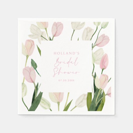 Serviette En Papier Soft Pink Tulip Bridal Shower (Devant)
