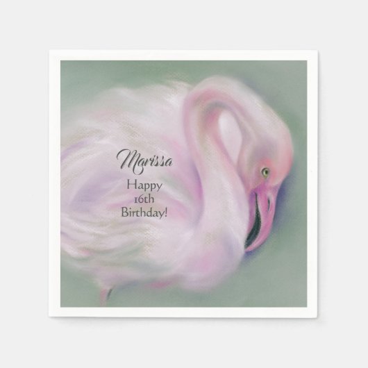 Serviette En Papier Soft Rose Flamant rose Pastel Personnalisé (Devant)