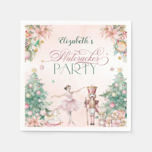 Serviette En Papier Soft Rose Nutcracker Filles Anniversaire (Devant)