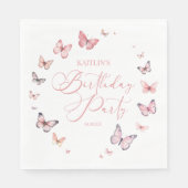 Serviette En Papier Soft rose papillon fête d'anniversaire (Devant)