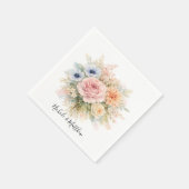 Serviette En Papier Soft Watercolor Floral Wedding (Coin)