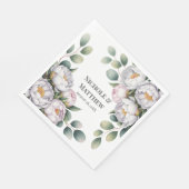 Serviette En Papier Soft White Peony with Eucalyptus Leaves Wedding (Coin)