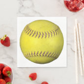 Serviette En Papier Softball Jaune Sur Blanc (En situation)