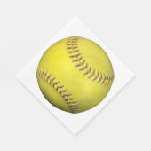Serviette En Papier Softball Jaune Sur Blanc (Coin)