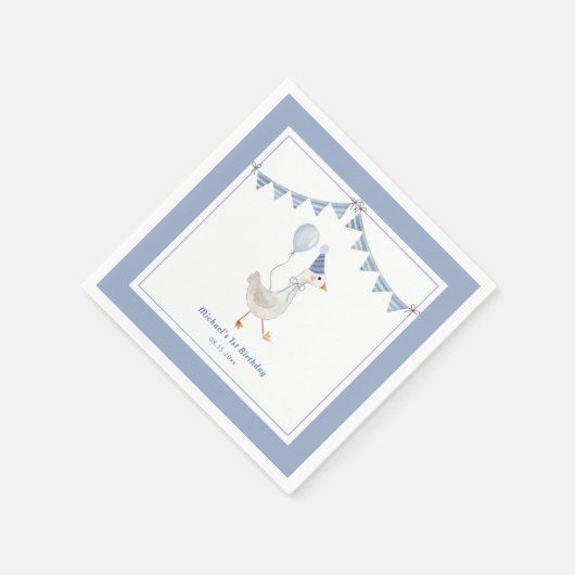 Serviette En Papier Soie Goose Blue Boy fête d'anniversaire (Coin)