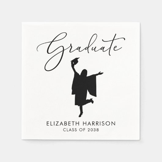 Serviette En Papier Soignée de graduation de script élégant (Devant)
